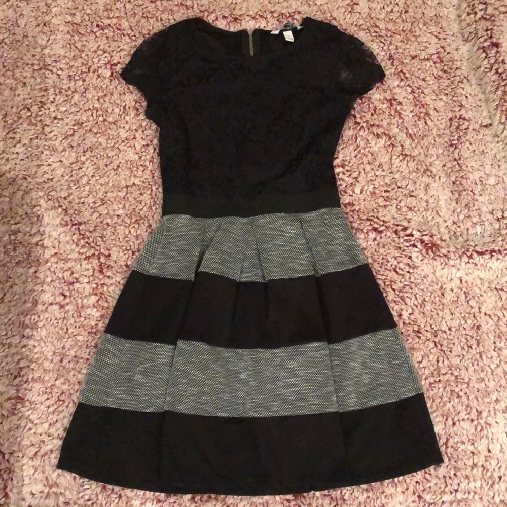 Skater black and white dress